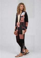 Pyjama en satin de soie  ROSE ET NOIR - cassie ILYOUCHA