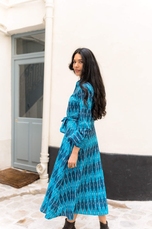 Robe chemise Ikat longue