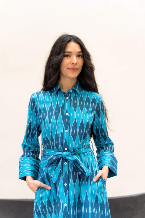 Robe chemise Ikat longue