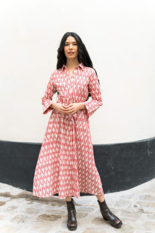 Robe chemise Ikat longue